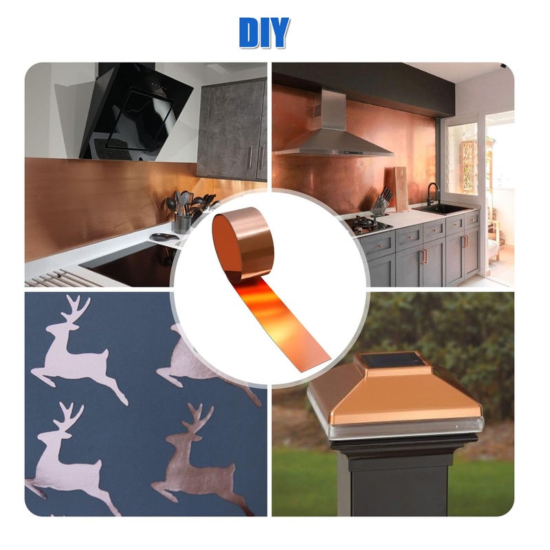 Uxney Copper Sheet Roll, 1000x200x0.2mm Copper Flashing Roll, 34 Gauge Thick Pure Copper Plate & Strip for Roofing, DIY Projects, House Repair, Crafts and Metal Working - Image 5
